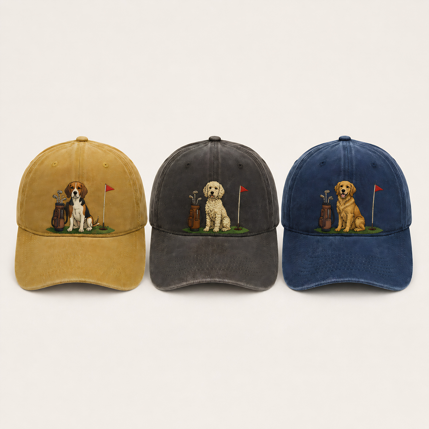 Custom Photo Dog Golf Trucker Hat, Personalized Embroidered Pet Cap, Dog Lover Gift THUC99