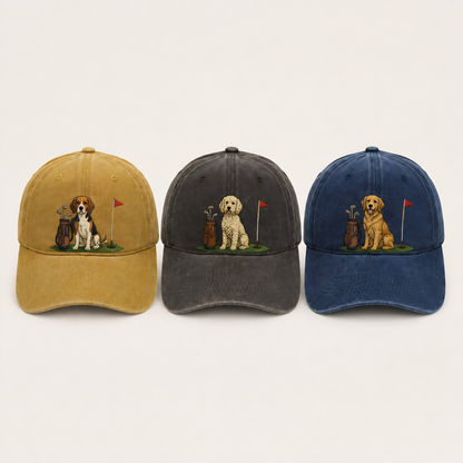 Custom Photo Dog Golf Trucker Hat, Personalized Embroidered Pet Cap, Dog Lover Gift THUC99