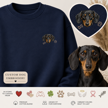 Custom Photo Dog Memorial Sweatshirt, Personalized Pet Portrait Embroidered Hoodie THUC99