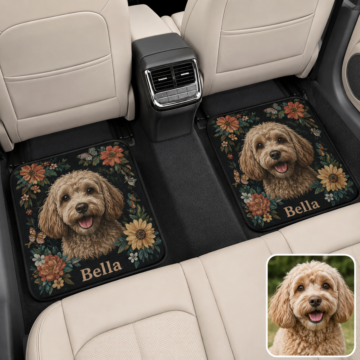 Personalized Dog Car Floor Mats 4-Piece Set, Custom Pet Photo Auto Mat, Dog Lover Gift THUC99