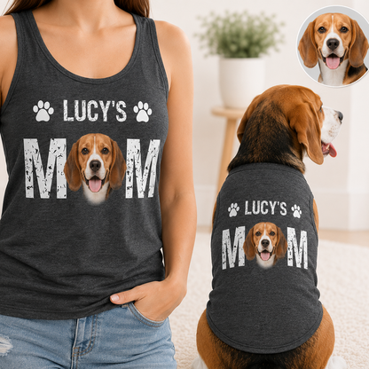 Personalized Women’s Tank Top with Dog Photo, Matching Pet Tank Top Summer Set THUC99