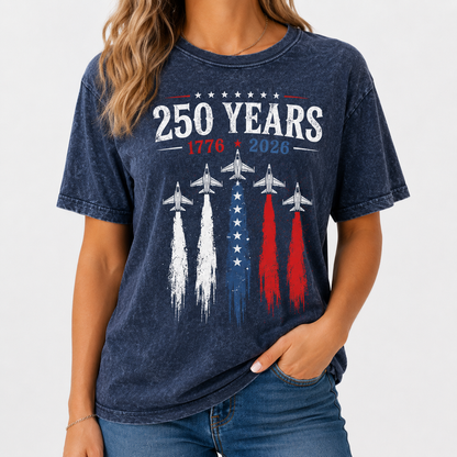 America 250 Years Freedom T-Shirt Unisex Patriotic Wash Shirt THUC99