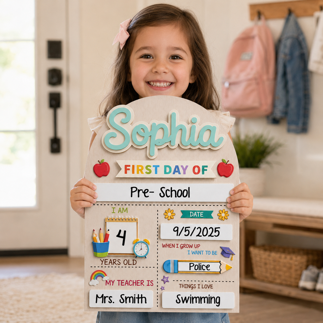 Custom Name Last Day of School Sign, Personalized School Milestone Board THUC99