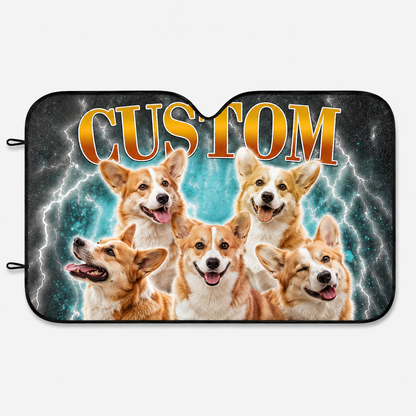 Custom Photo Pet Windshield Sunshade, Personalized Dog Car Sun Shade, Unique Auto Accessories Gift THUC99