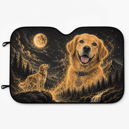 Personalized Pet Car Sun Shade, Custom Dog Photo Auto Windshield Cover, Foldable Car Accessories Gift THUC99