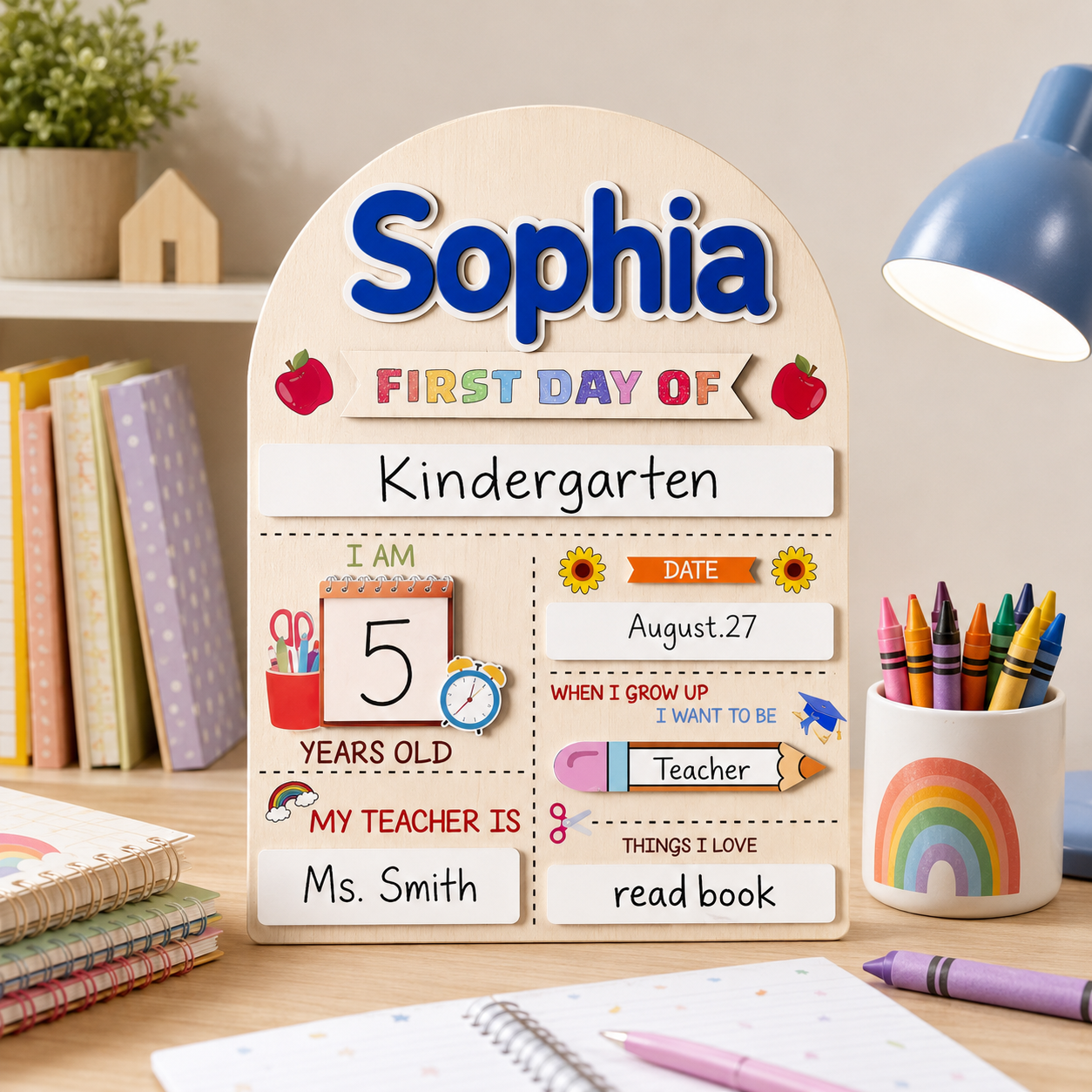 Personalized Back to School Photo Prop, Custom Acrylic Wood School Sign THUC99