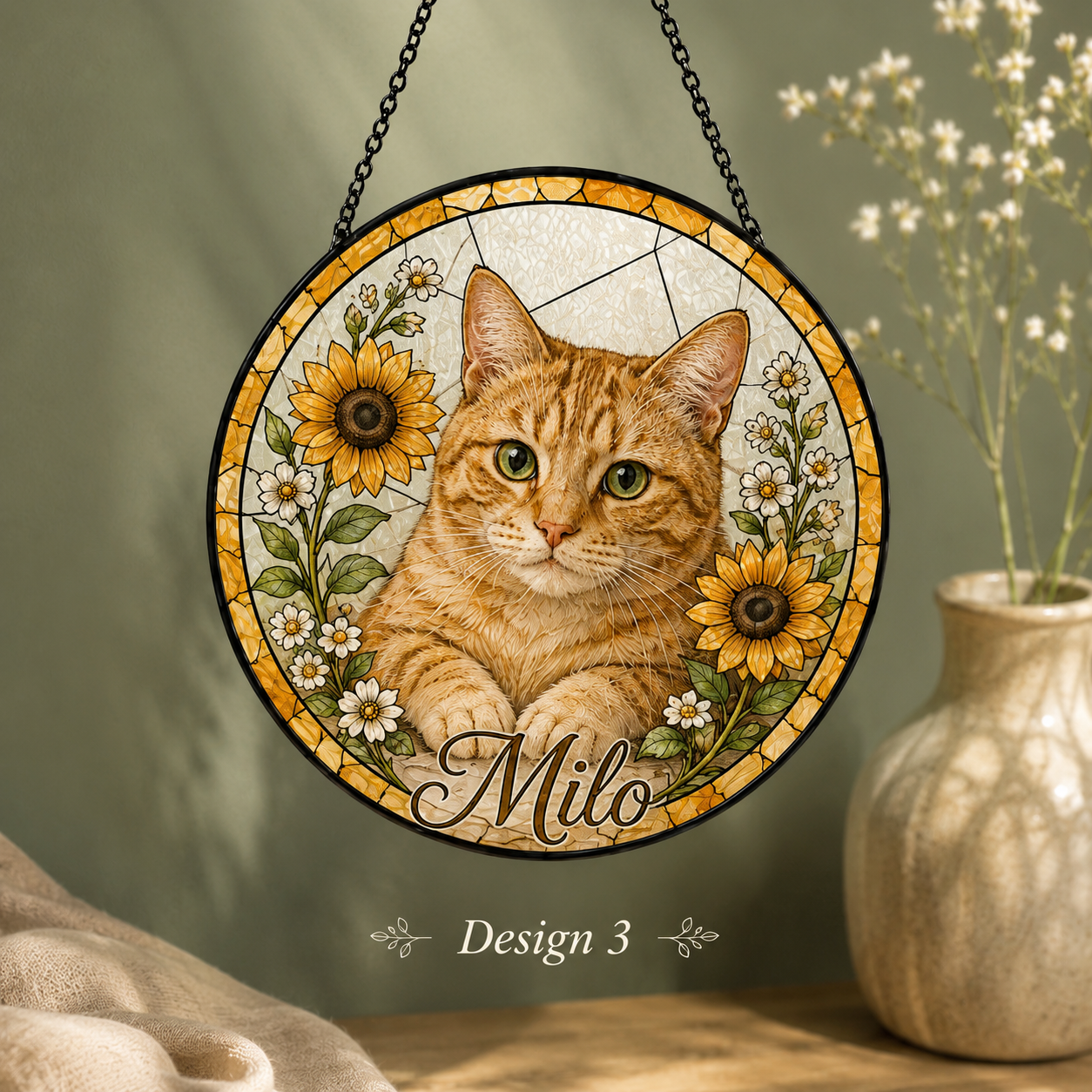 Custom Photo Pet Cat Glass Suncatcher Decor – Personalized Cat Lover Gift for Her THUC99