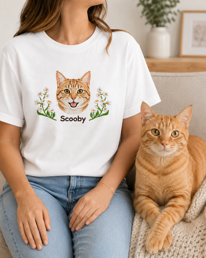 Custom Dog Embroidered Unisex Shirt, Personalized Pet Photo Tee, Dog Mom Dad Gift THUC99