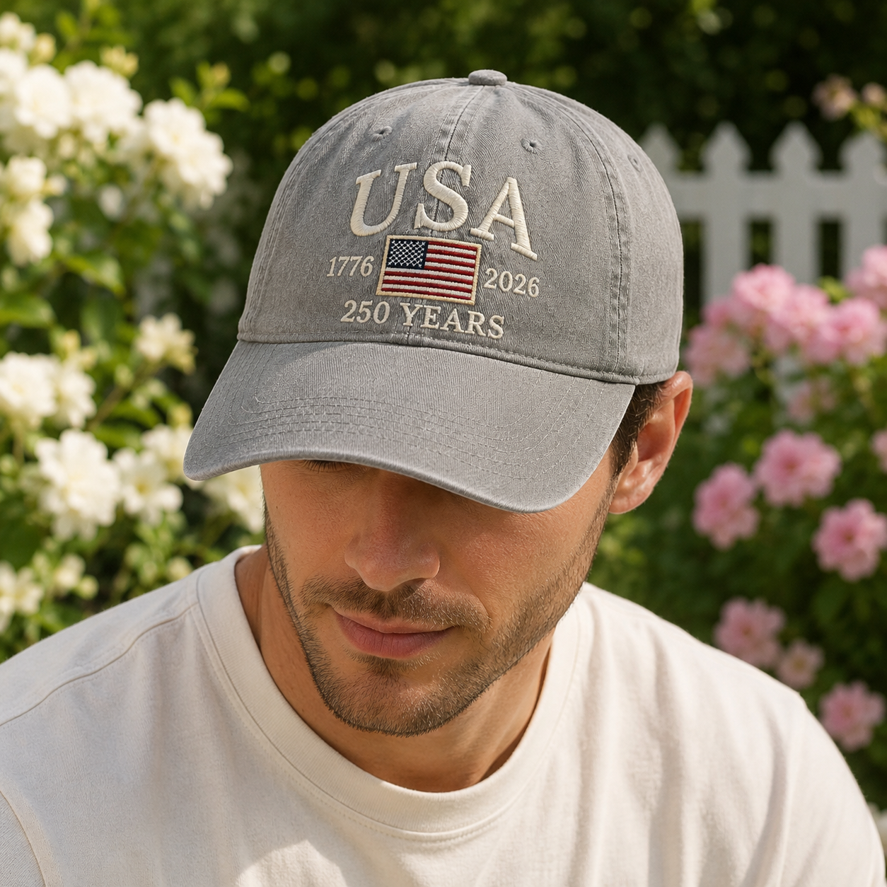 USA 250th Anniversary Embroidered Vintage Dad Hat Celebrating 250 Years of American Freedom THUC99