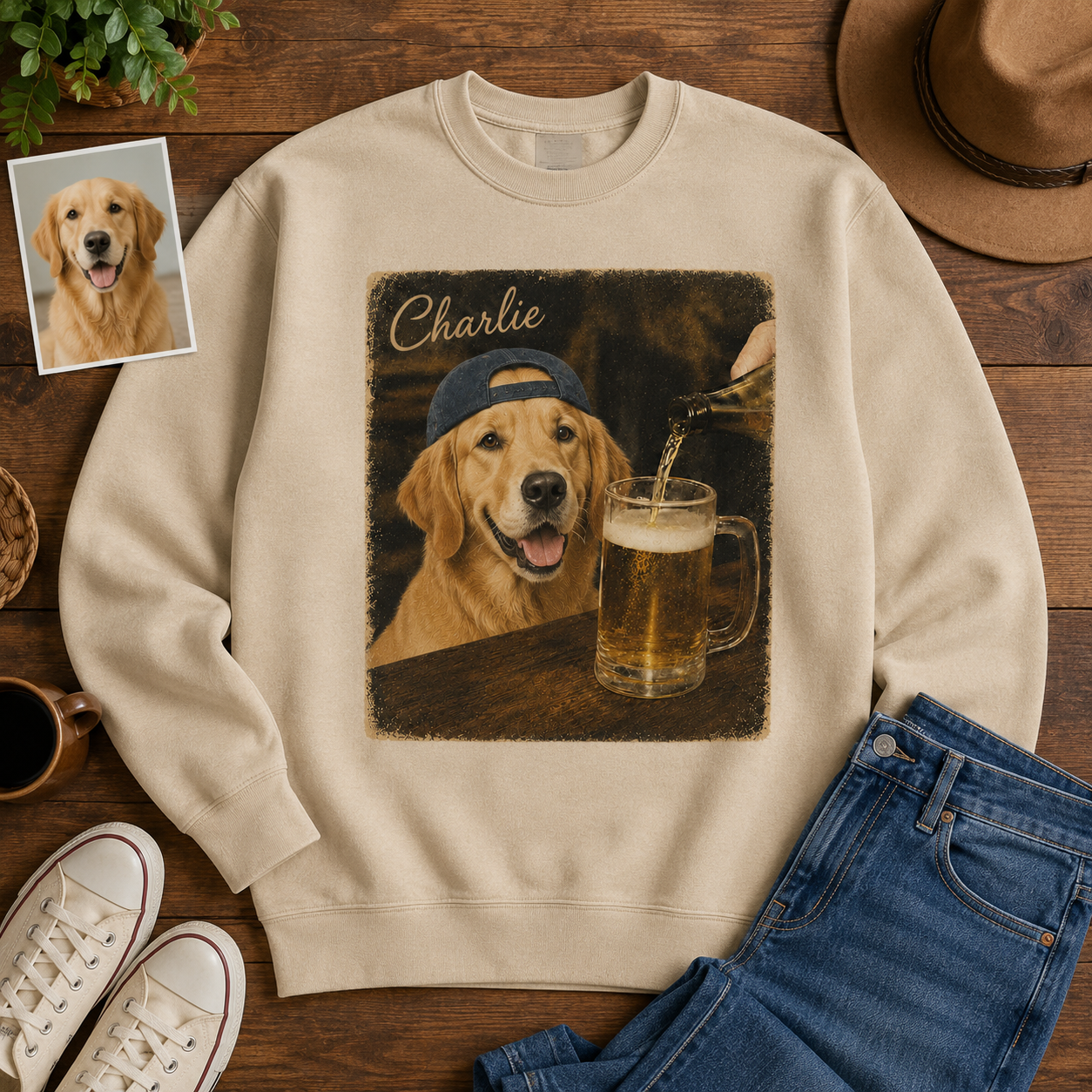 Personalized Dog Portrait Hoodie Custom Pet Photo Sweatshirt for Puppy Lovers THUC99