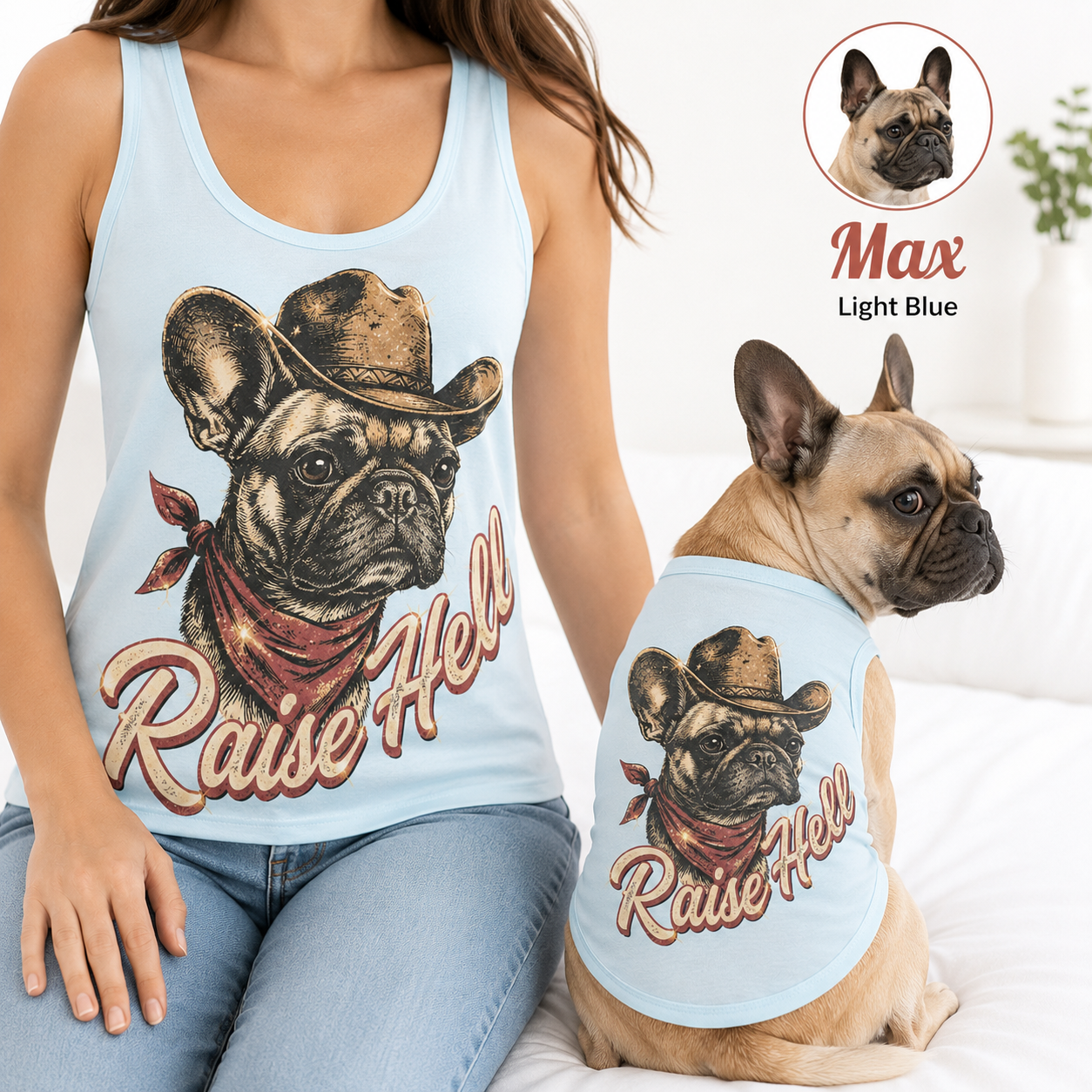 Custom Dog Photo Women’s Matching Tank Top Set, Owner and Pet Outfit for Dog Lovers THUC99 (Copy)