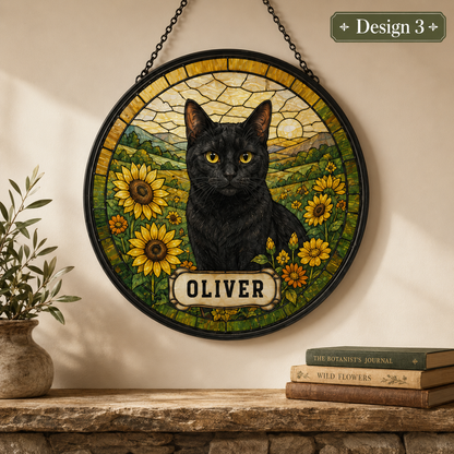 Custom Photo Cat Glass Suncatcher Ornament – Personalized Cat Portrait Decor THUC99