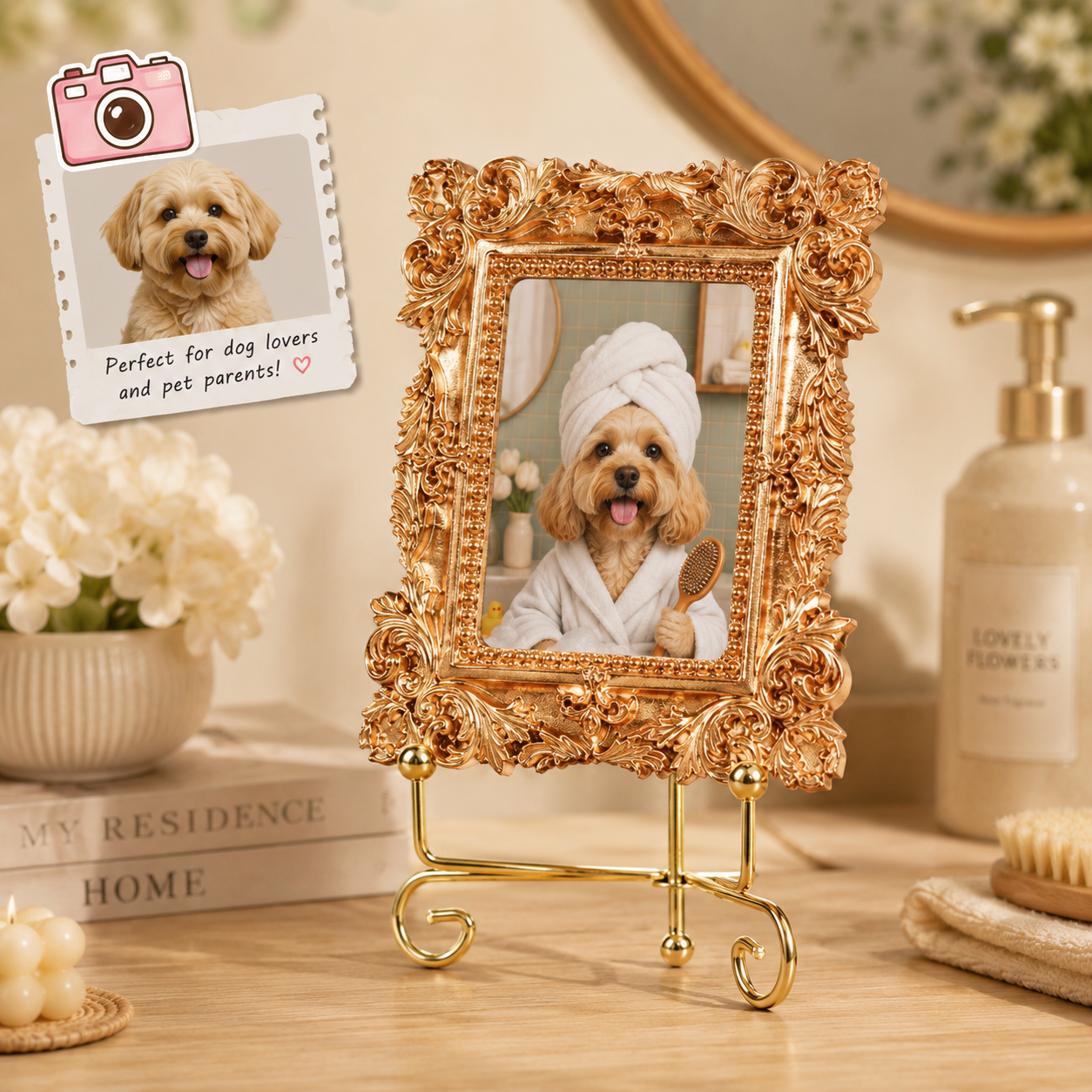 Custom Dog Vintage Photo Frame Magnet, Personalized Pet Portrait Dog Lover Gift THUC99