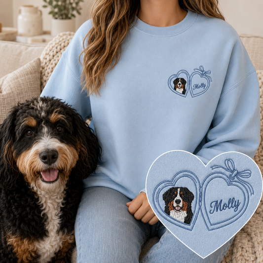Personalized Dog Face Crewneck, Custom Pet Photo Embroidered Sweatshirt THUC99