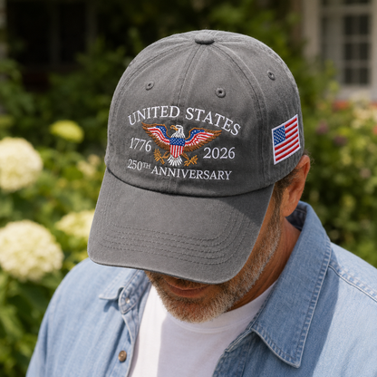 USA 250th Anniversary Commemorative Embroidered Hat American Heritage Vintage Cap THUC99