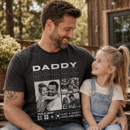 Custom Photo Daddy & Daughter Wash T-Shirt, Personalized Dad Gifts | Gift For Dad TOM99