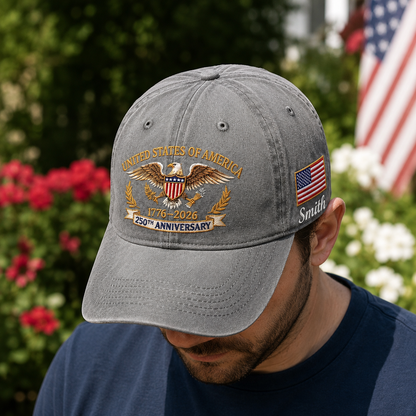 America 250 Years of Liberty Embroidered Distressed Hat Semiquincentennial Celebration THUC99