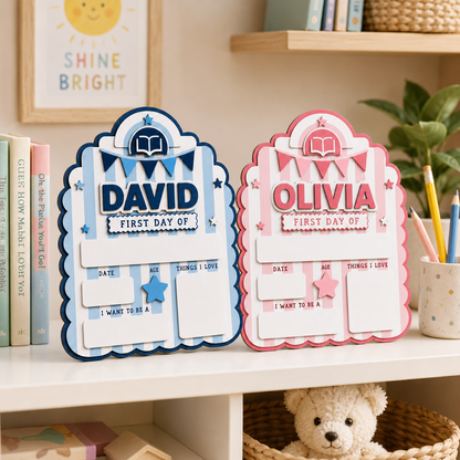Personalized Back to School Board, Custom Name First Day Sign For Student THUC99