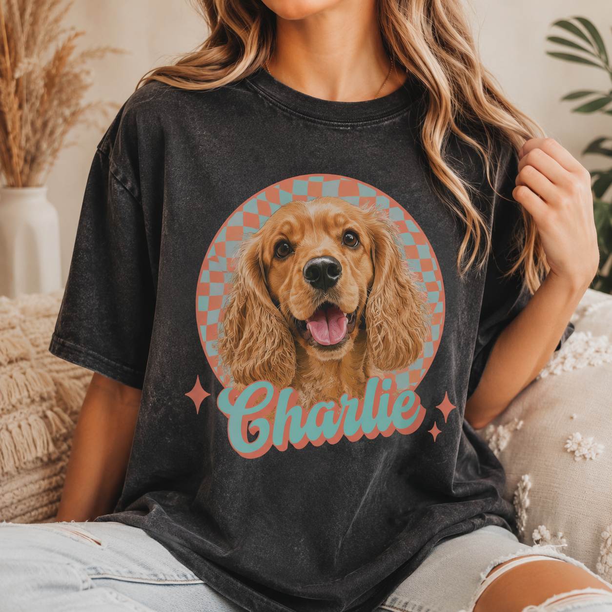 Custom Pet Face Unisex Wash T-Shirt, Personalized Dog Lover Shirt | Dog Dad Gift THUC99