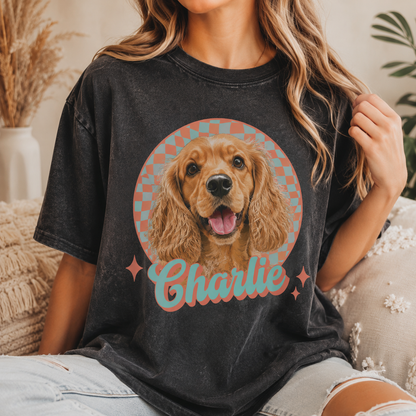 Custom Pet Face Unisex Wash T-Shirt, Personalized Dog Lover Shirt | Dog Dad Gift THUC99
