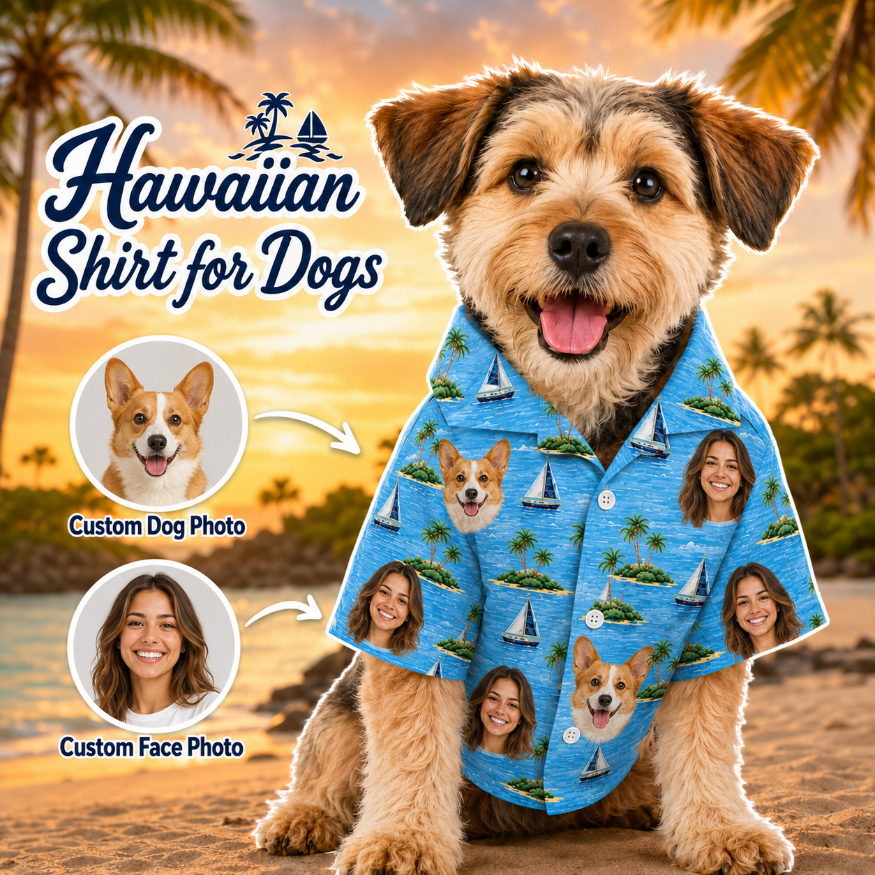 Personalized Hawaiian Shirt With Dog Photo, Custom Pet Vacation Shirt For Dog Owners THUC99