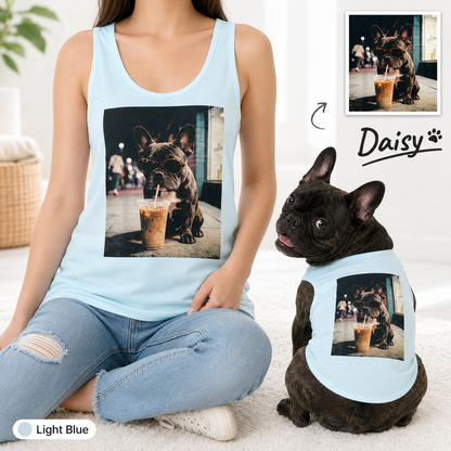 Custom Photo Dog Tank Top Matching Pet Set, Personalized Women’s Tank Top and Pet Tank Top Outfit THUC99