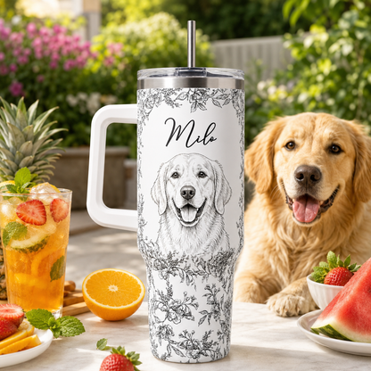 Custom Dog Picture 40oz Tumbler – Personalized Pet Lover Stainless Steel Travel Mug THUC99
