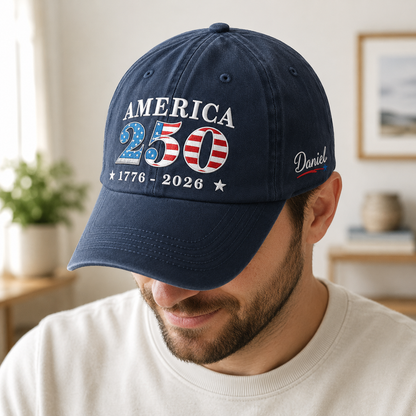 USA Semiquincentennial 250th Anniversary Embroidered Vintage Baseball Hat for Patriots THUC99