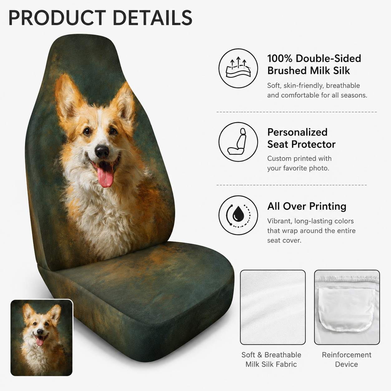 Personalized Photo Dog Seat Cover, Custom Pet Car Seat Protector, All Over Print Seat Cover THUC99