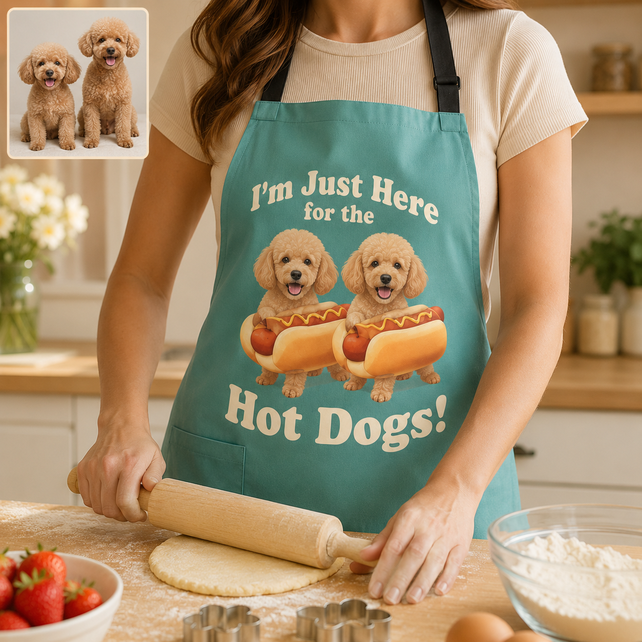 Personalized Dog Kitchen Apron Custom Pet Photo Apron, Dog Lover Gift for Cooking, Grilling and Crafting THUC99