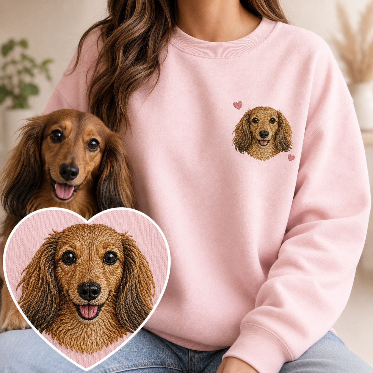 Personalized Pet Photo Sweatshirt, Custom Dog Face Embroidered Hoodie THUC99