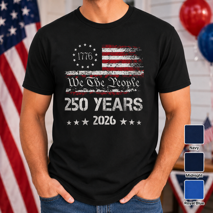 USA 250 Anniversary Wash Shirt, Freedom Since 1776 Patriotic Tee THUC99