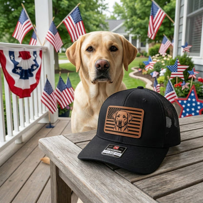 Custom Photo Dog America Trucker Hat – Personalized Dog Patriotic Hat | 4th of July Dog Lover Gift THUC99