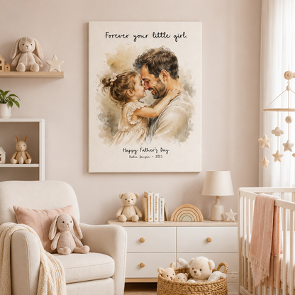 Custom Photo Dad And Daughter Canvas Wall Art - Custom Gift For Dad TOM99