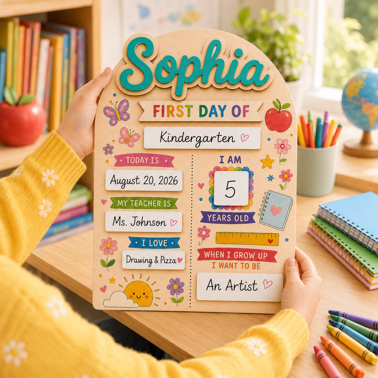 Custom Name Last Day of School Sign, Personalized School Milestone Board THUC99