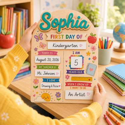 Custom Name Last Day of School Sign, Personalized School Milestone Board THUC99