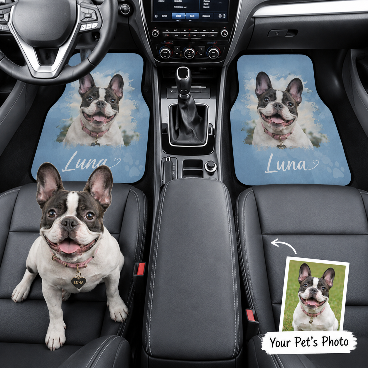 Custom Dog Face Auto Floor Mats, Personalized Football Pet Car Accessories Gift THUC99
