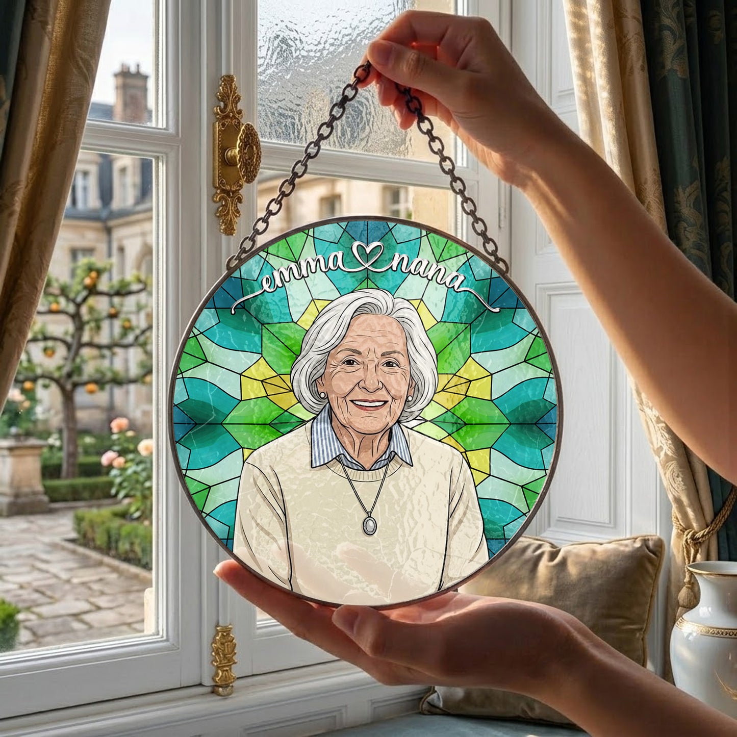 Personalized Grandma Stained Glass Suncatcher – Heartfelt Gift for Nana or Mom THUC99