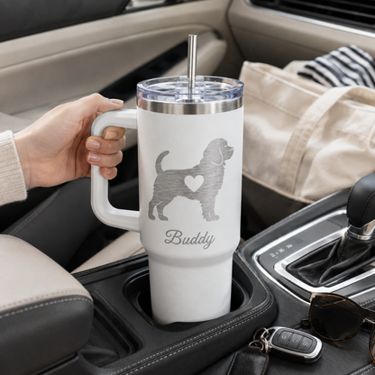 Personalized Dog Photo Travel Tumbler 40oz – Custom Pet Gift for Dog Lovers and Pet Parents THUC99