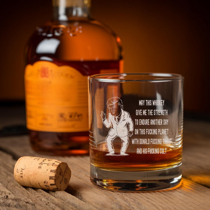 Funny Trump Whiskey Glass | Trump 45 47th Engraved Whiskey Glass