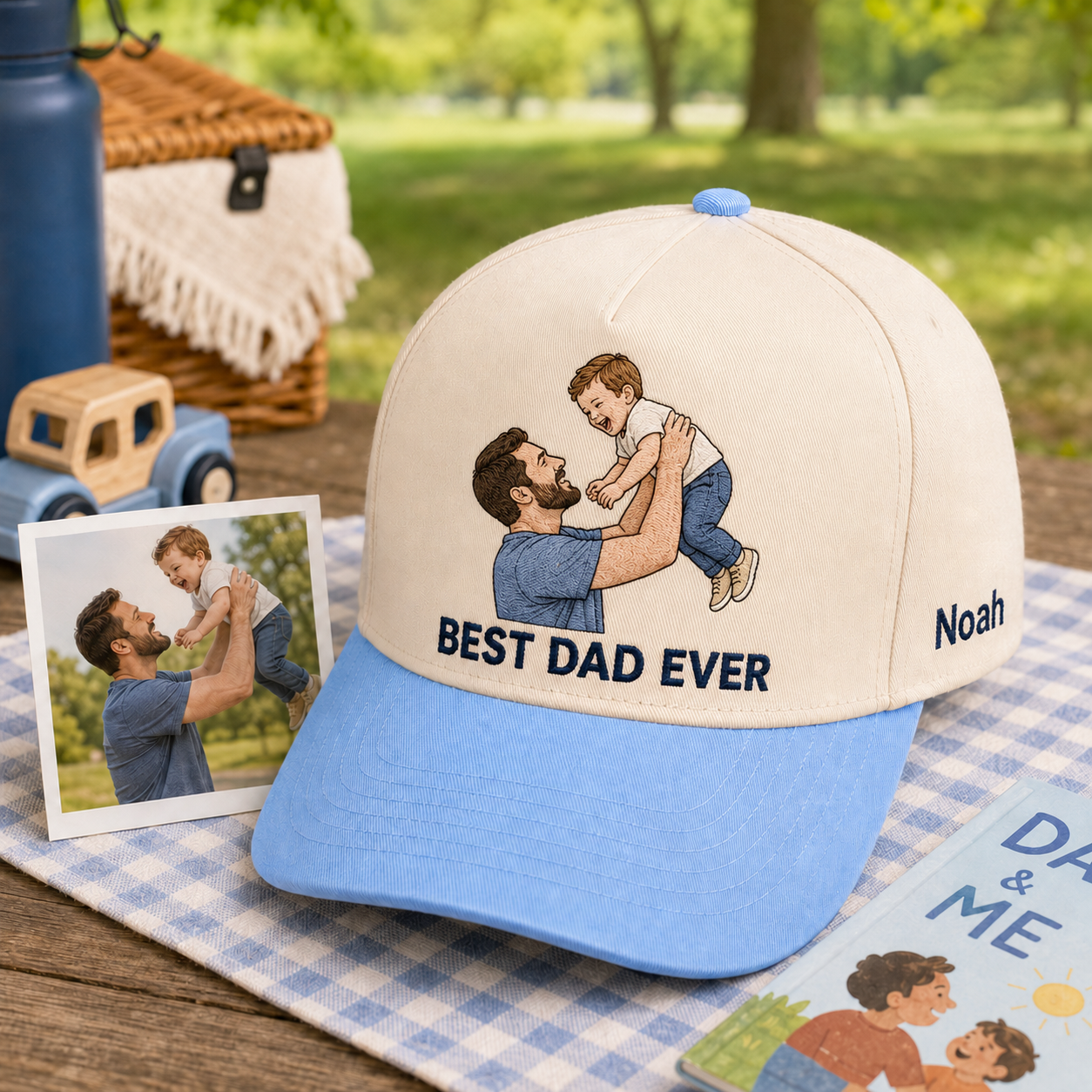 Custom Photo Dad Embroidered Hat, Personalized Cap, Custom Portrait Dad Hat, Father’s Day Gift THUC99