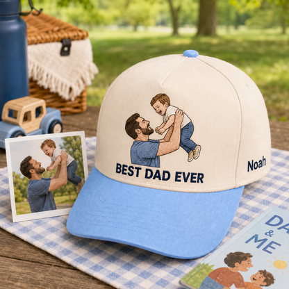 Custom Photo Dad Embroidered Hat, Personalized Cap, Custom Portrait Dad Hat, Father’s Day Gift THUC99