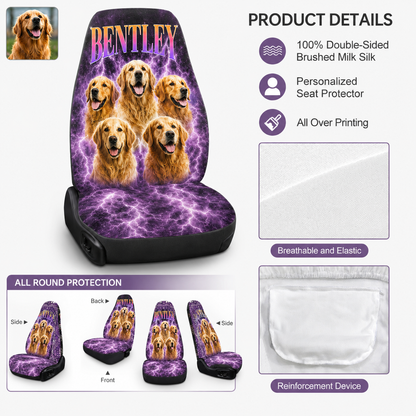 Custom Dog Picture Seat Cover, Personalized Pet Face Car Seat Protector, Dog Lover Gift THUC99