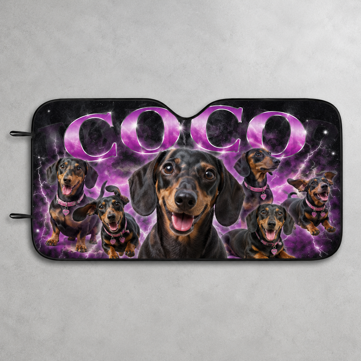 Personalized Dog Auto Windshield Cover, Custom Pet Photo Car Sunshade, Foldable Sun Protection Shade THUC99