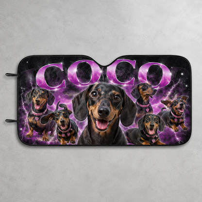 Personalized Dog Auto Windshield Cover, Custom Pet Photo Car Sunshade, Foldable Sun Protection Shade THUC99