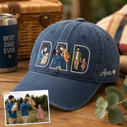 Dad Embroidered Hat, Custom Photo Dad Cap, Personalized Pet Face Hat, Father’s Day Gift For Dad THUC99