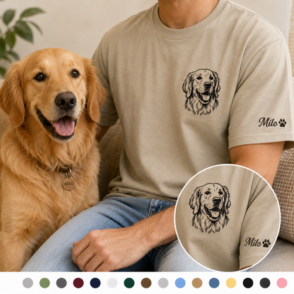 Personalized Dog Photo Embroidered Shirt, Custom Pet Portrait T-Shirt, Dog Mom Gift THUC99