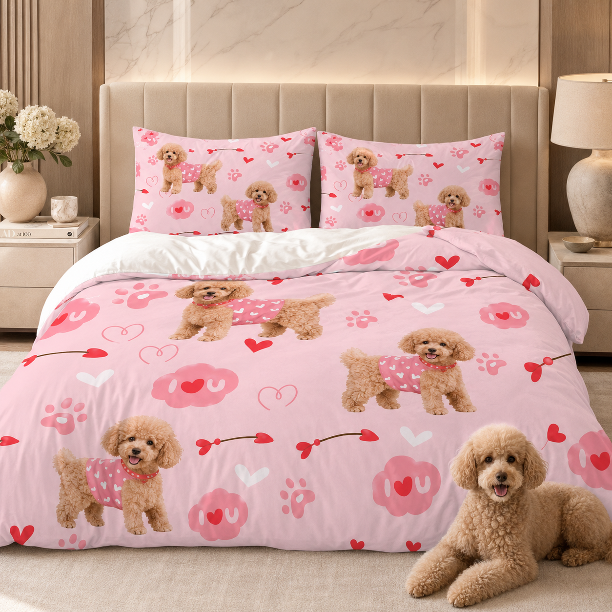 Custom Photo Dog Sheet Set, Personalized Pet Bedding Gift For Dog Mom THUC99