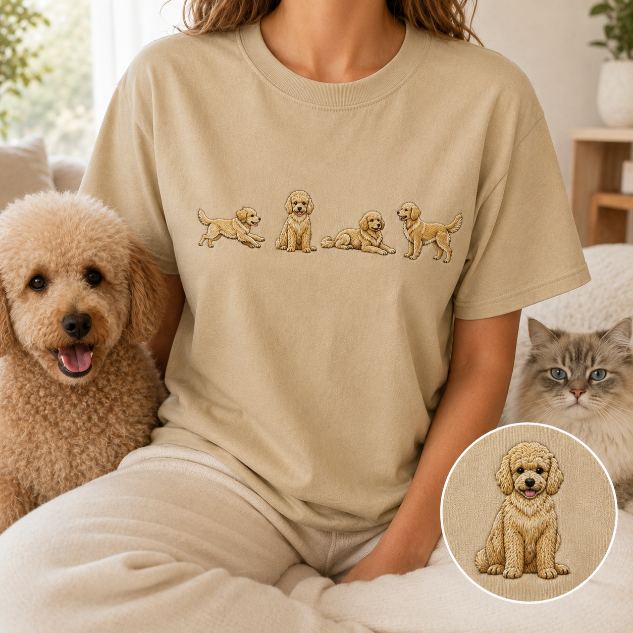 Custom Dog Embroidered Unisex Shirt, Personalized Pet Photo Tee, Dog Mom Dad Gift THUC99