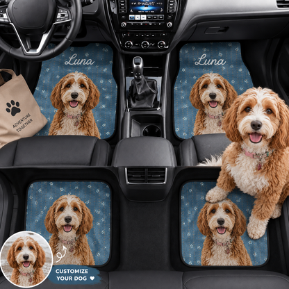 Custom Photo Dog Auto Floor Mat Set, Personalized Pet Car Mats, Dog Mom Dog Dad Gift THUC99